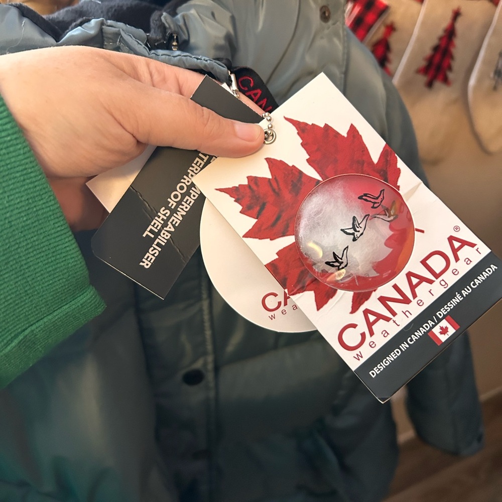 Canada  Teal Puffer Jacket with Fur Hood - Picture 4 of 8